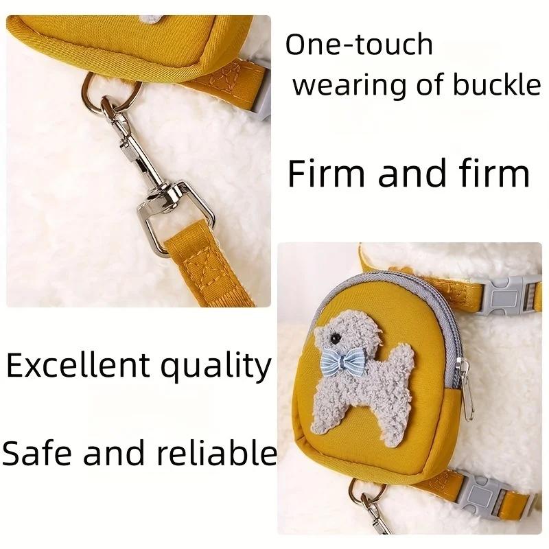 Colete ajustável macio para animais de estimação com mochila e coleira para cães pequenos e médios - perfeito para aventuras ao ar livre e para carregar guloseimas
