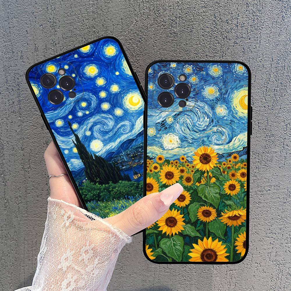 Vincent Van Gogh Oil INS Phone Case For iPhone 17 16 15 14 11 12 13 Pro Max Plus Mini Soft Back Cover