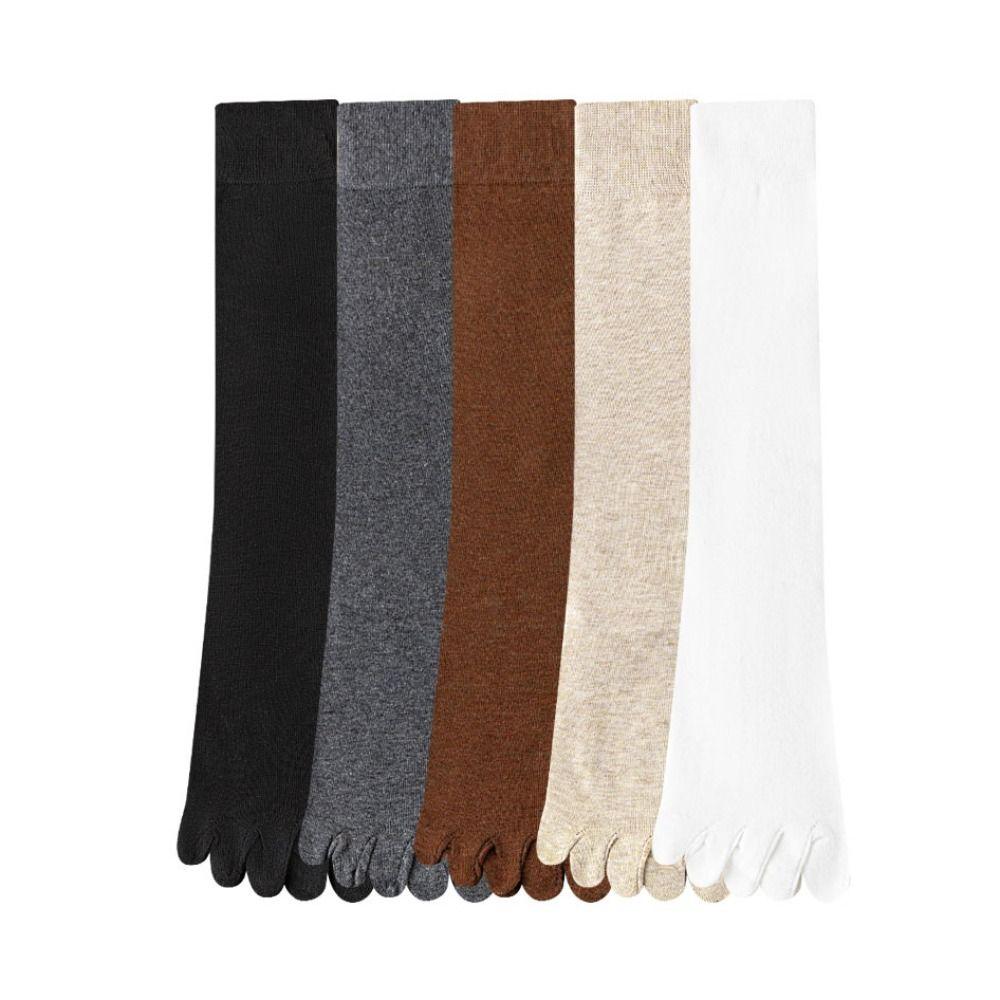 Atmungsaktive rutschfeste Fünf-Finger-Langsocken Unifarbene Strumpfwaren Fünf-Zehen-Socken Getrennte Zehen Harajuku JK Wadenstrümpfe Mädchen
