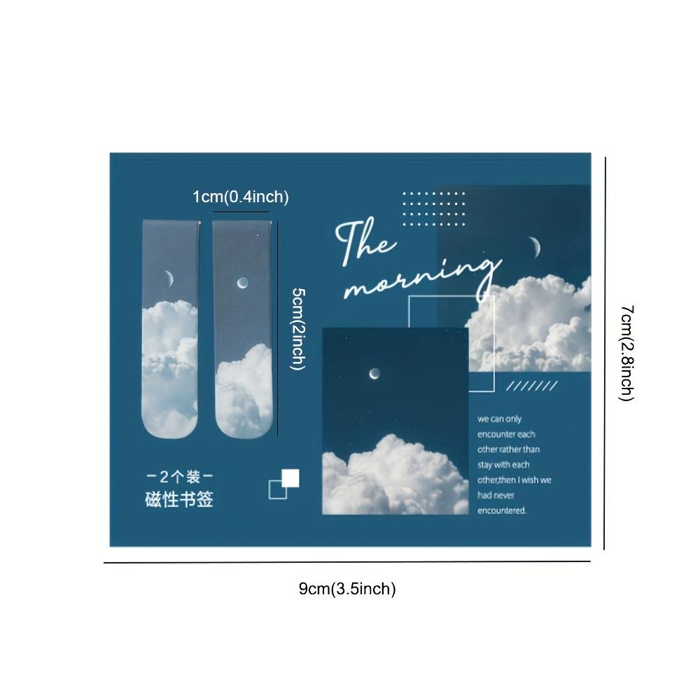 Lot de 2 marque-pages magnétiques représentant des nuages, des paysages marins et forestiers, pour livres et lecteurs