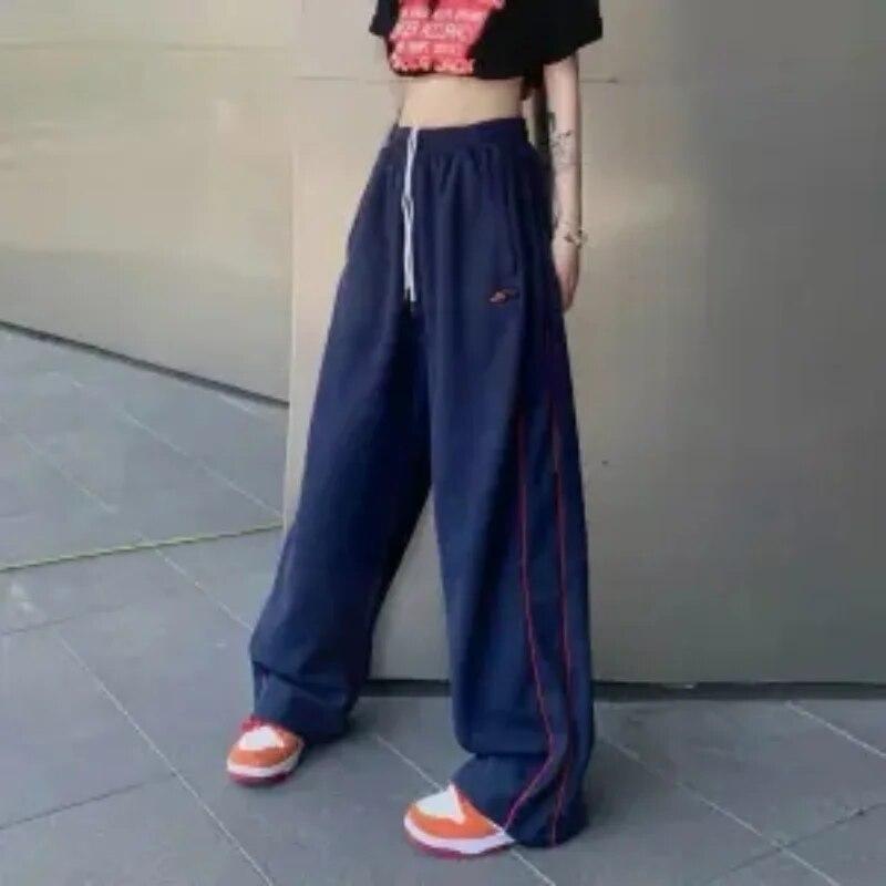 Темно-синие женские спортивные штаны в стиле Харадзюку — фото 2