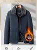 Woodpecker Men's Fleece-Lined Winter Jacket: Thick, Cotton-Padded, Cold-Proof Coat for Middle-Aged and Elderly.