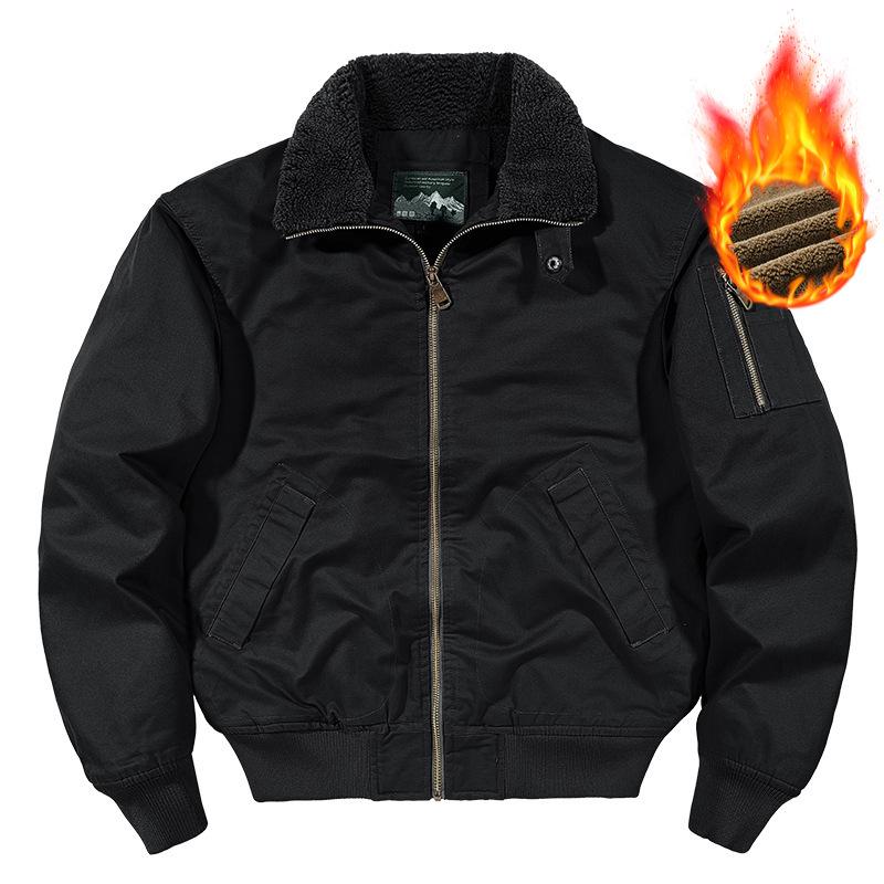 Men's Winter Fleece-Lined Bomber Jacket: Warm and Stylish Cotton Outerwear