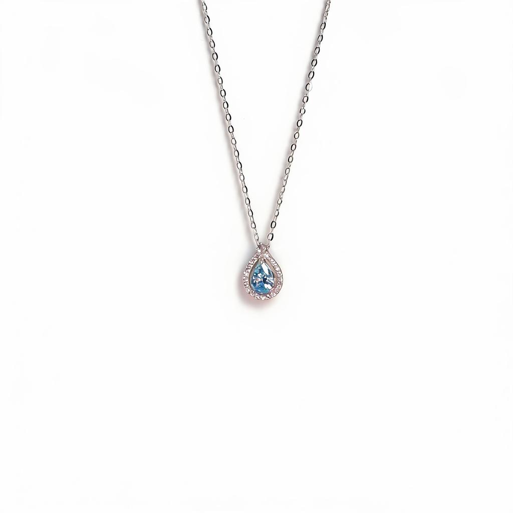 Color Zircon Water Drop Necklace Women Niche Inlaid Zircon Clavicle Chain