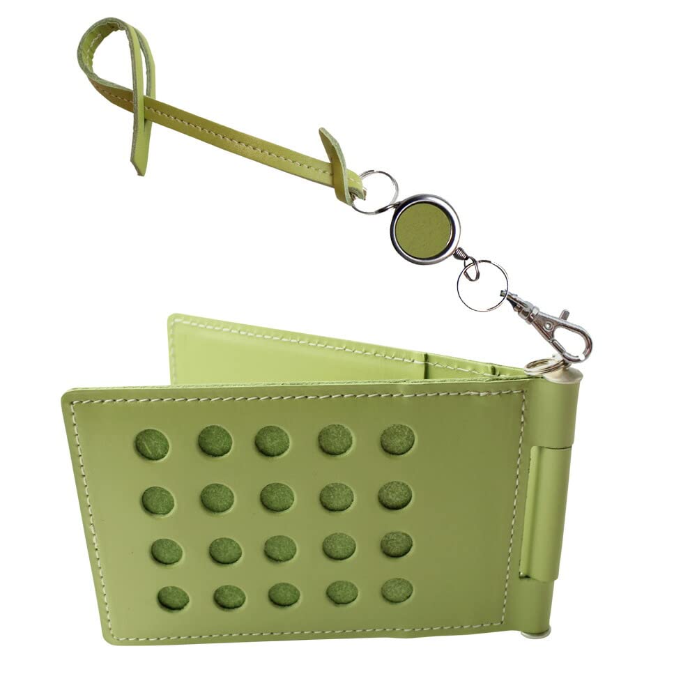 

[HERBE] Чехол для проездного билета, Точечный узор, Кожаный ремешок с перфорацией и катушкой, Вращающийся, 4-сторонний, Кожа коровы, Сделано в Японии, Держатель для проездного билета, Мятный