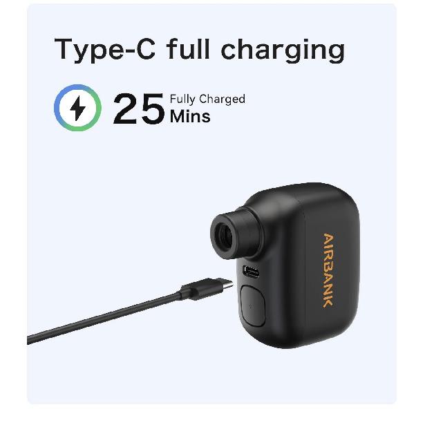 AIRBANK AS100 Mini Przenośna Pompka Rowerowa Akumulatorowy Kompresor Powietrza 100PSI Typ-C Akcesoria Rowerowe do Opon Rowerowych Schrader Presta