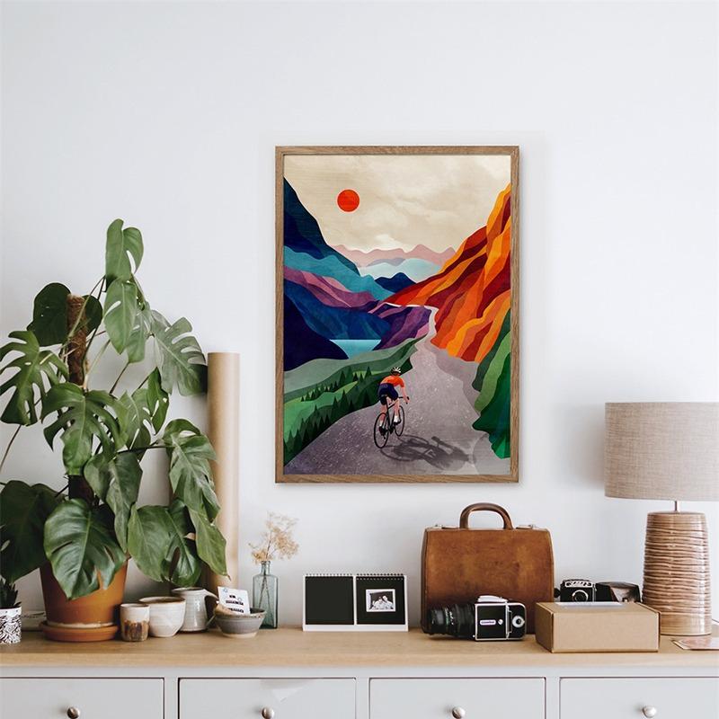 Modern Bicycle Poster Art Canvas Print Colorful Cycling High In The Mountains Wall Picture Home Room Decor Painting Gift Cuadros