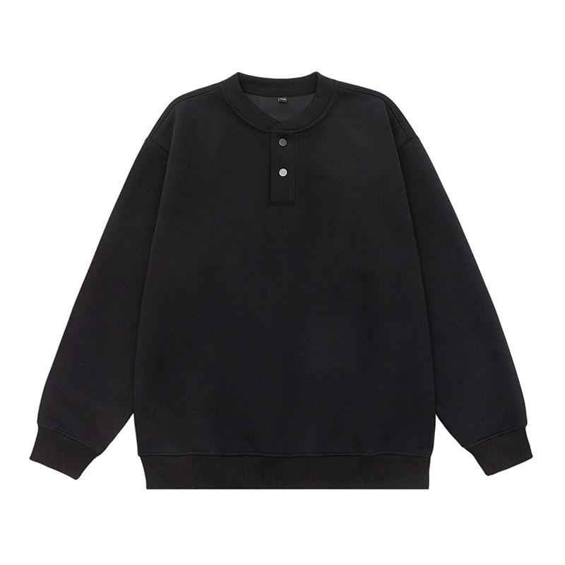 

Mu Qiu Menswear | 2025 Autumn Henley Collar Hoodless Sweatshirt - Men s High-End Loose Fit Outerwear XL (70-80 kg)