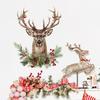 3D Cartoon Reindeer Break-Through Wall Decal Vinyl Christmas Wall Stickers Removable Holiday Decor for Home and Living Spaces