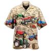 Hawaiian Men Shirt 3D Car Print Short Sleeve Blouse Summer Beach Vacation Single Breasted Fashion Lapel Men's Clothing