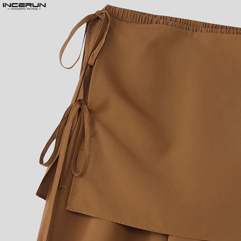 INCERUN Men Zip-up Wrap Waist Casual Loose Thin Baggy Trousers Pants