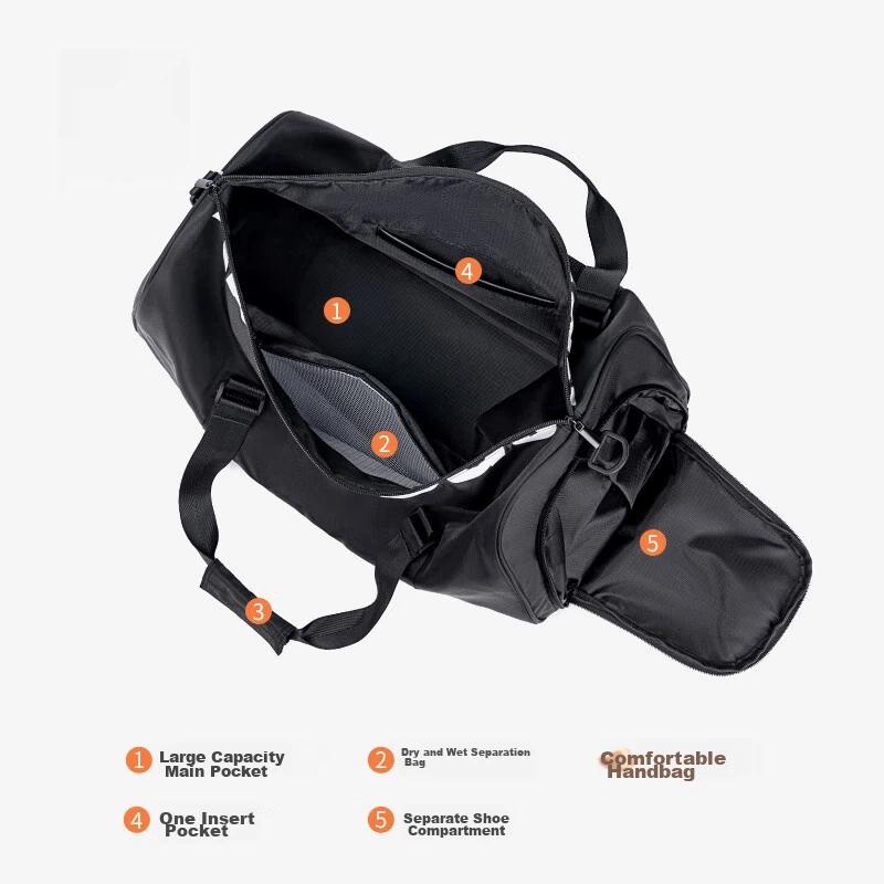 HLA Travel Bag, Fitness Bag, Water-Resistant Storage Bag, Sport Bag, Black