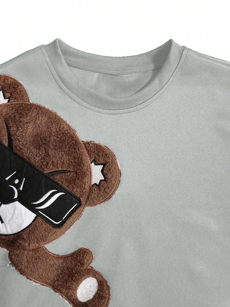 Gränsöverskridande Broderad Herr Casual Mode Rund Hals Långärmad Huvtröja