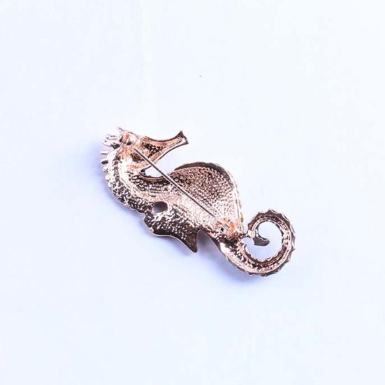 Tier Seepferdchen Brosche Pin Damen Strass Club Braut Accessoire Geschenk