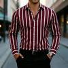 Chemise rayée à manches longues, tenue formelle décontractée élégante pour hommes, élégante et polyvalente.