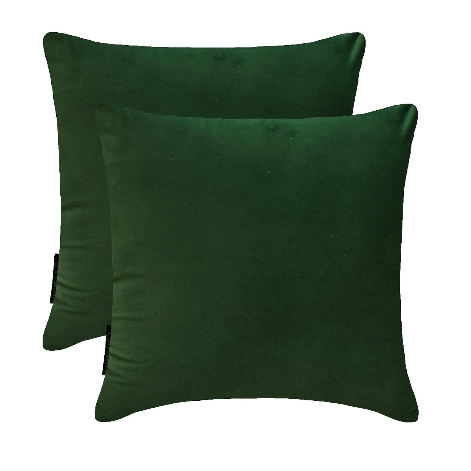 Dark Green Decorative Throw Pillow Covers | Pack of 2 Modern Plain Velvet Cushion Cover | Solid Color Pillowcases - Dark Green Velvet 12  x 12  (Pack of 2) темно-зеленого