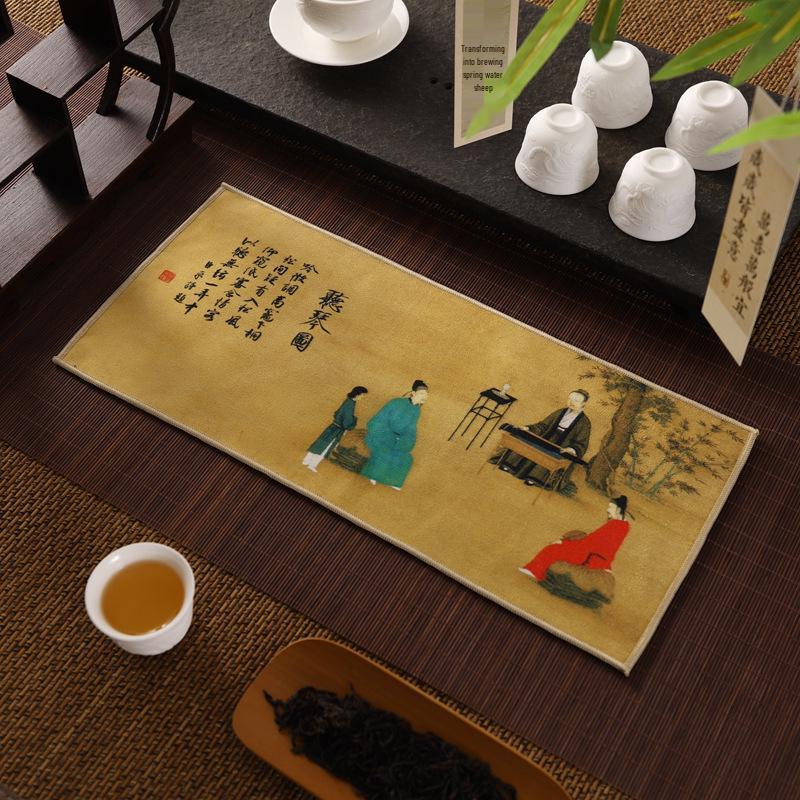 Hand-Painted Soft Suede Tea Towel & Absorbent Coaster Set