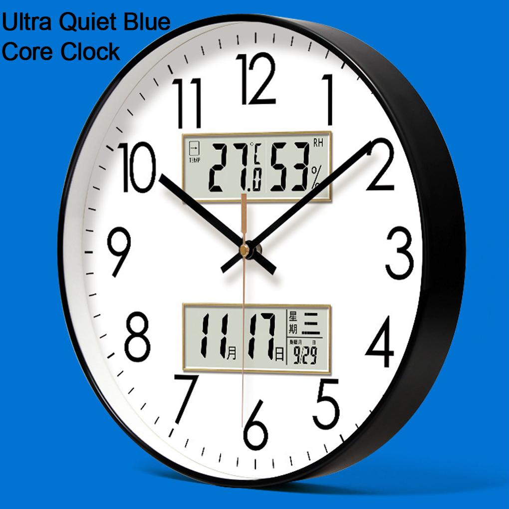 Durable Plastic Frame Wall Clock Energy-saving With Temperature And Humidity Display Clocks Wall