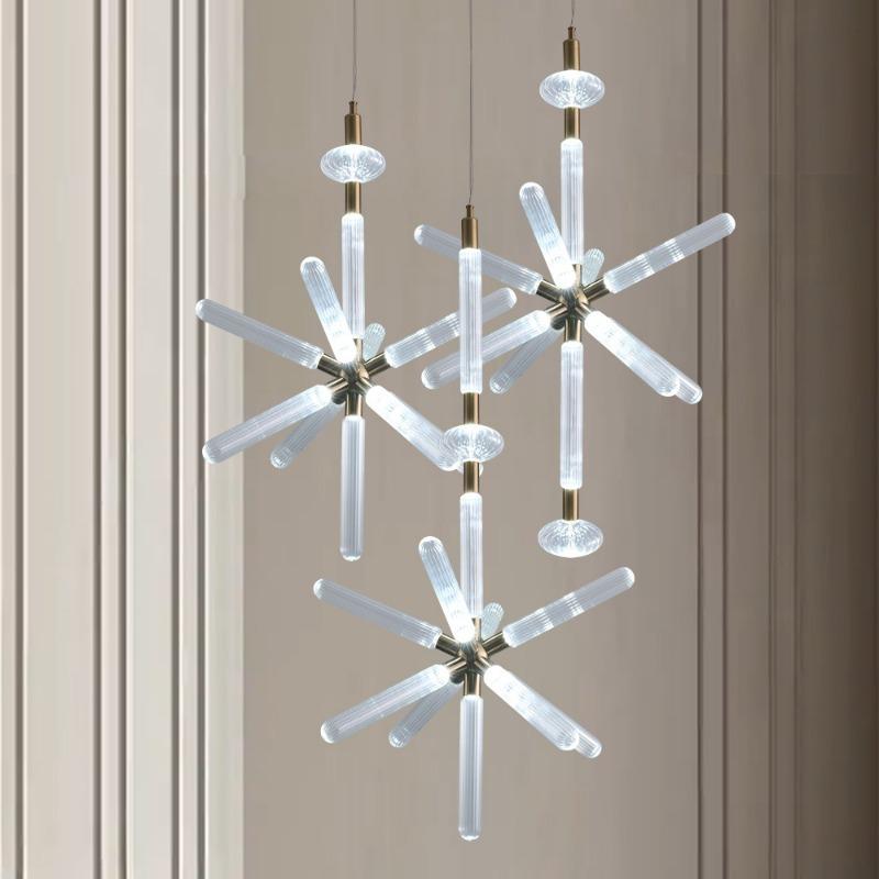 Rice-shaped Glass Chandelier, Snowflake Suspension Lamp, Art Lamp, Used In Living Room, Bedroom, Hotel Lobby, Led Indoor Lamp