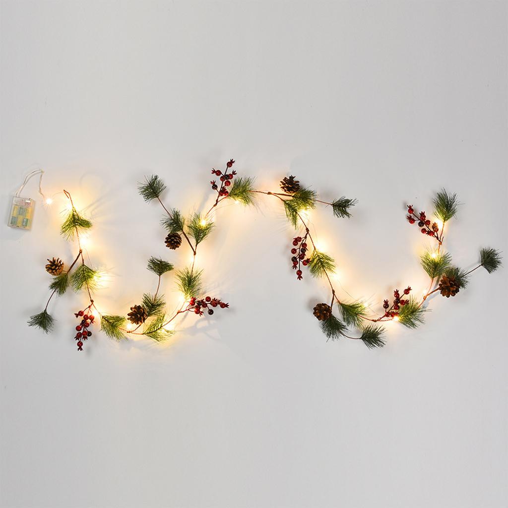 5.9ft Xmas Artificial Garland with Pine Cones Berries Faux Garland Home Decoration for Winter Holiday Party Decor