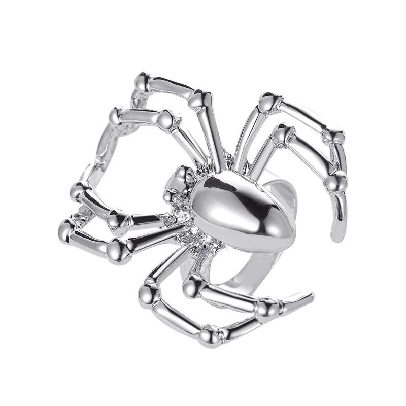 Hip Hop Punk Spider Insect Animal Rings For Women Men Creative Black Spider Inlaid Crystal Ring Gothic Jewelry Halloween Gift