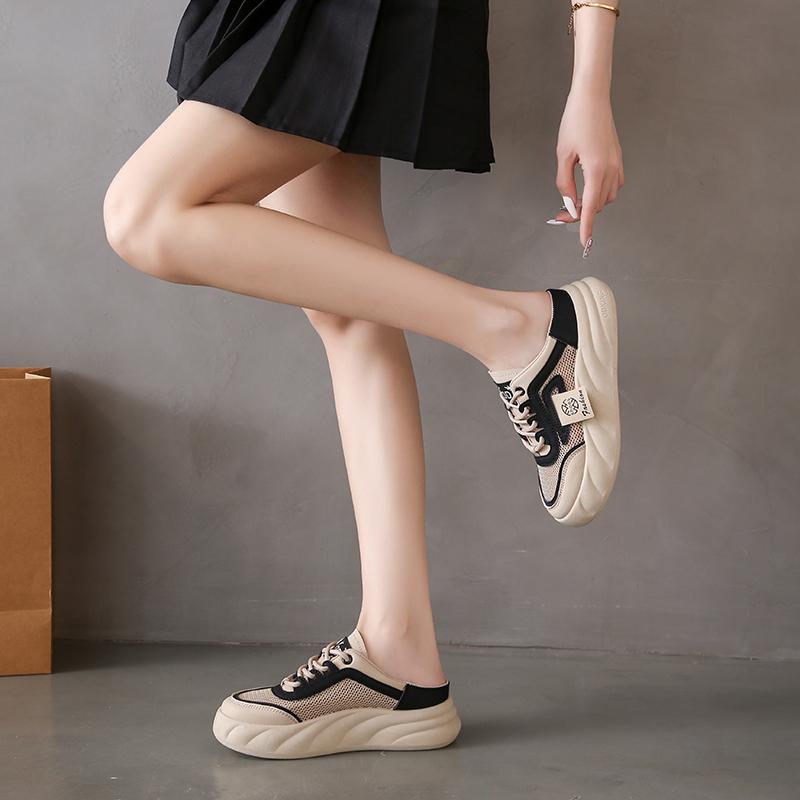 CRLAYDK Women's Walking Mules Sneakers Slip On Mesh Summer House Slides Comfortable Backless Loafers Outdoor Nursing Shoes