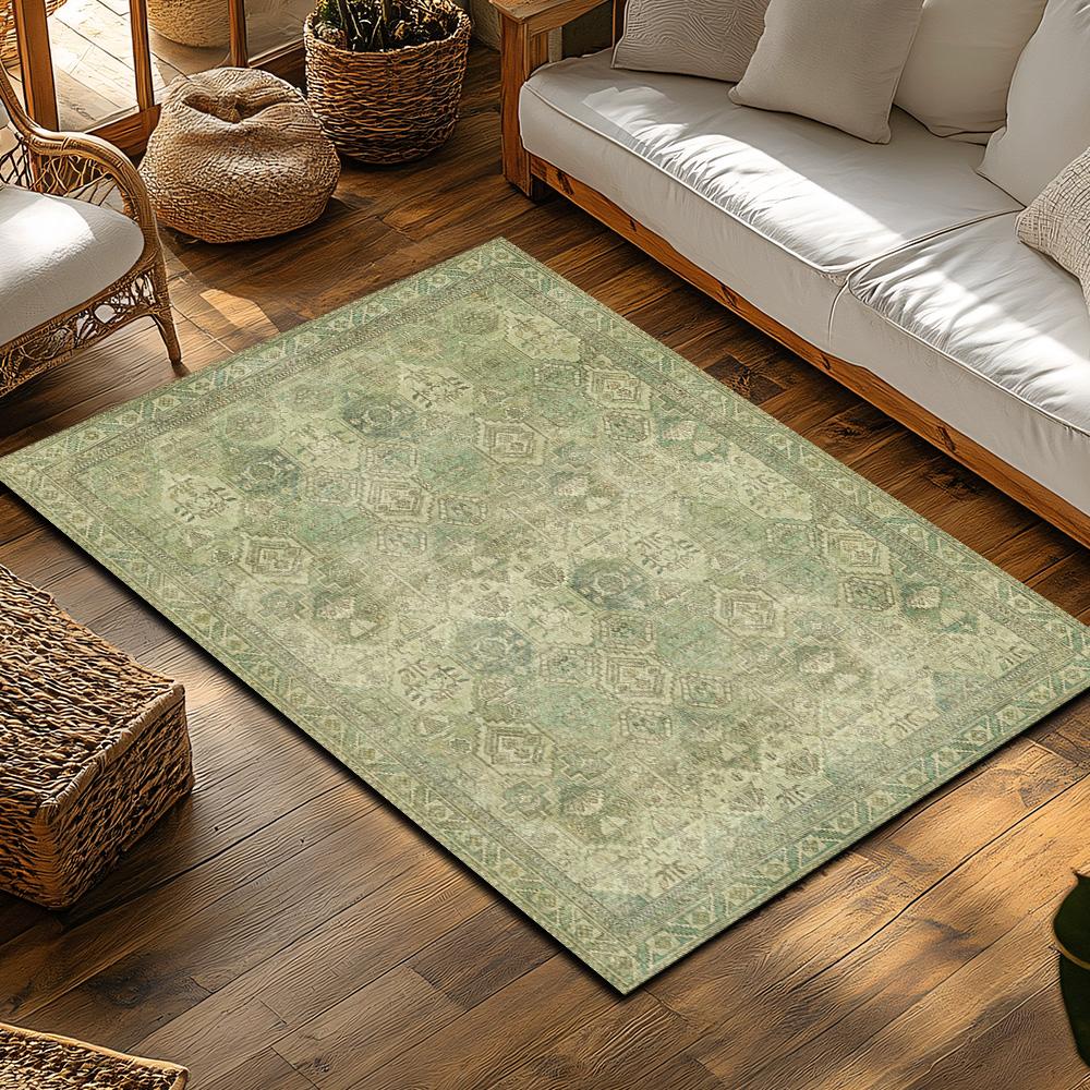 Vibrant Bohemian Area Rug, Soft Blue Ethnic Pattern Carpet,Non-Slip Living Room Rug,Washable Low Pile Decor for Bedroom, Hallway