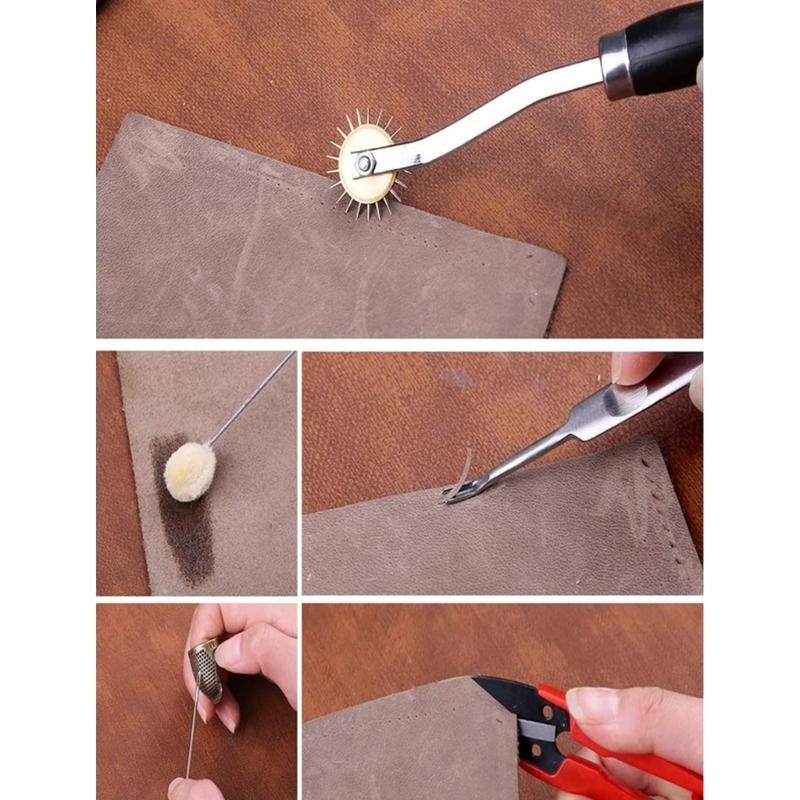 Leather Sewing Kits Upholstery Repair Kits with Stitching Needle, Sewing Seams Crochet Needle for Sewing DIY Crafting