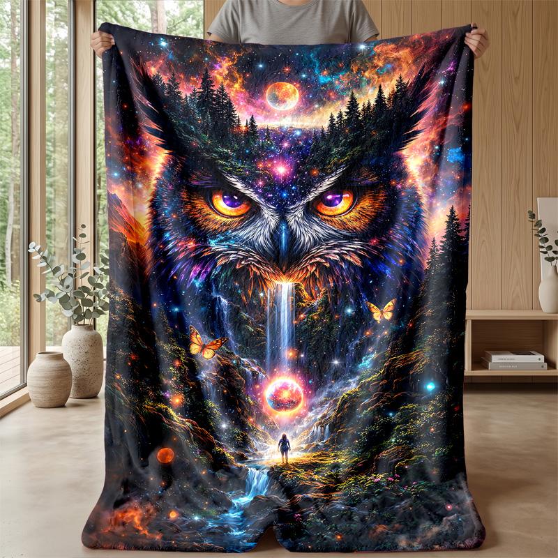 Mystic Forest Animals Theme Blanket Lightweight Warm Flannel Blanket Decorative Throw Blanket for Home Decoration
