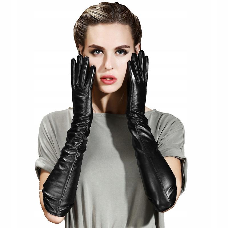 Brown Women' GLOVES Stylish Snake Skin Slightly Shiny Autumn/winter