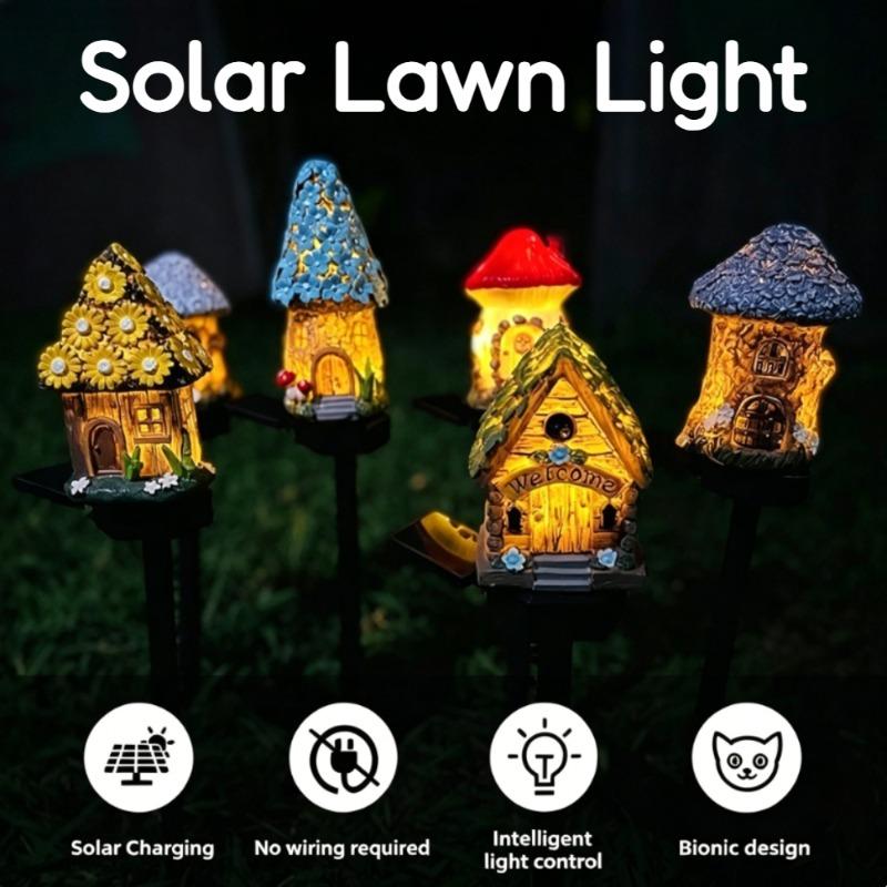 Multi Craft LED Solar Lawn Light Waterproof Design Miniature Fairy House Solar Powered Outdoor Decor Fairy Mushroom House