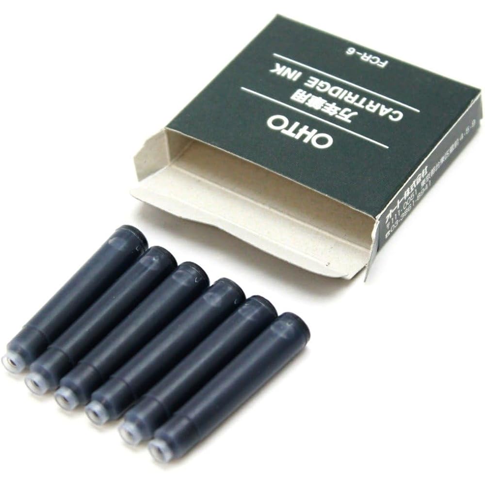 [3 Box Set of 18] Auto (Ohto) Fountain Pen Ink Cartridges, Black, European Standard, European Typ...
