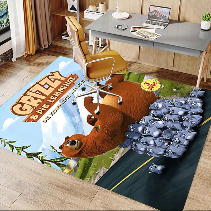 Grizzly Lemmings Season Carpet For Playroom Bedroom Living Room Sofa Home Decorkids Game Area Rug Nonslip Floor Mat