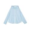 Solid Color Logo Loose Casual Hooded Jacket Women Jackets Sky-Blue L224W081-0147