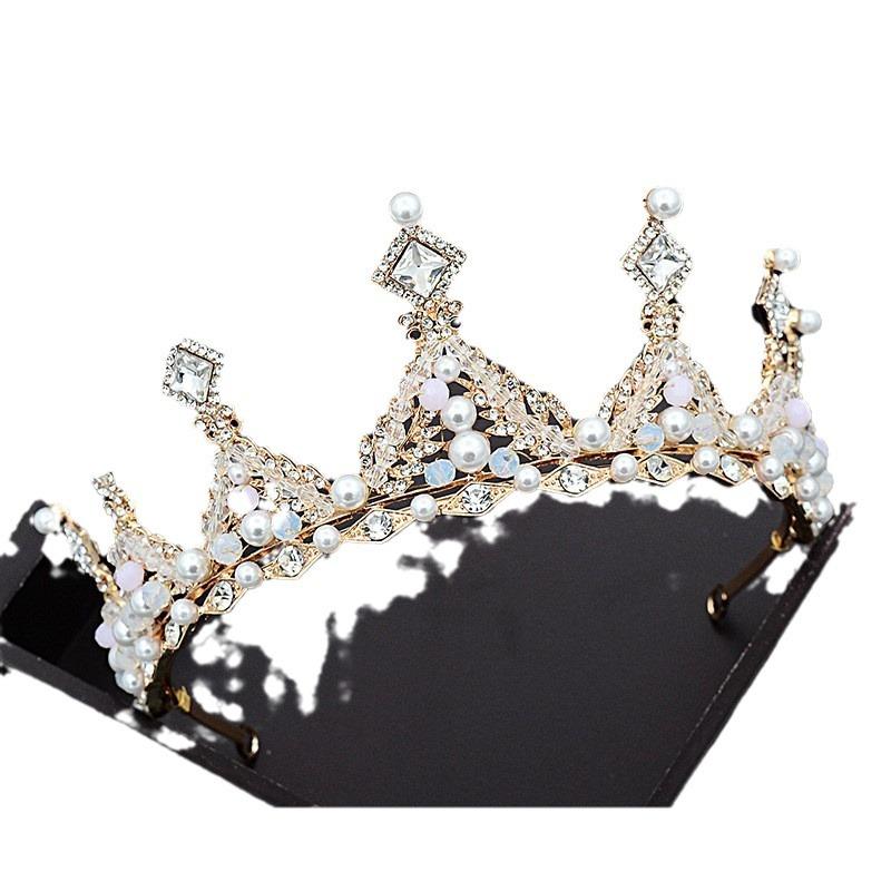 Golden wedding crown, wedding, simple and elegant hair accessories, wedding dress, accessories, super fairy style