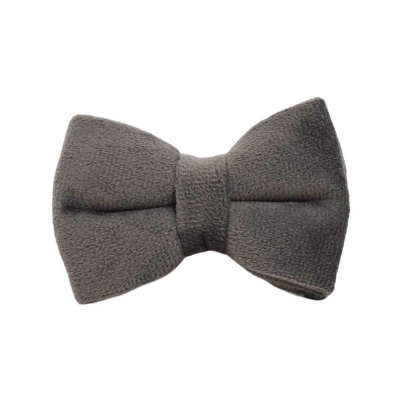 Dark Gray Velvet Cat Collar with Bell and Bow Tie Scarf. Large