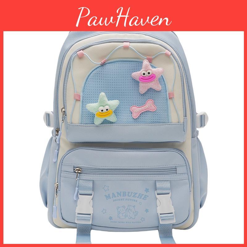 Shoulder Large Bag Capacity Solid Color Backpack Unisex School Travel Student