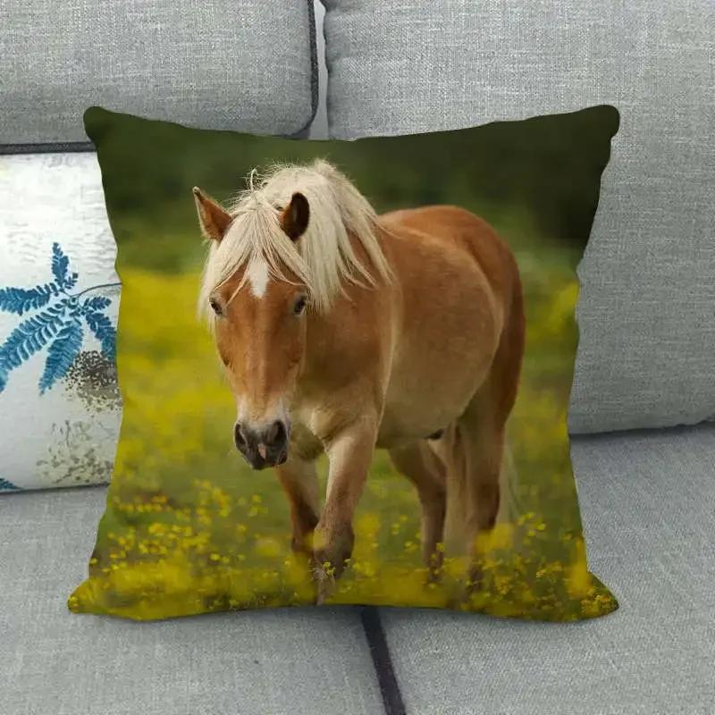 Horse Print Cushion Covers Home Decoration Animal Pillow Cases  Sofa Seat Chair Throw Pillows Linen Pillowslip Car Accessories