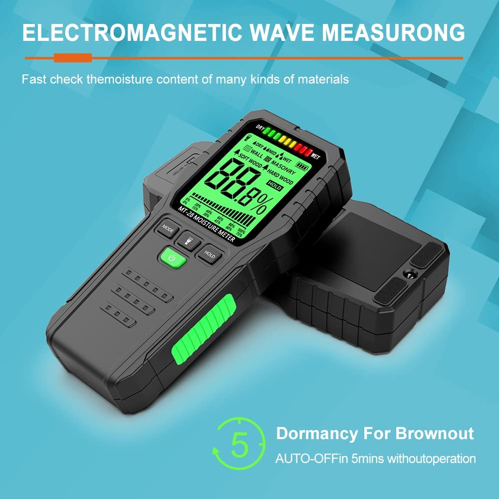 Portable Pinless Wood Moisture Meters Drywall Mold Moisture Detector for Lumber Concrete Building Wall Moisture Sensor Humidity Tester Digital Display