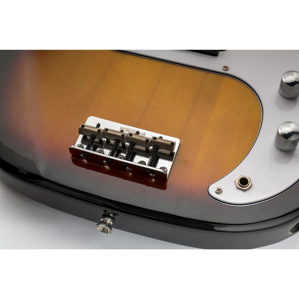 Wilkinson M Series 19mm Pitch Vintage Bass Bridge with Threaded for Precision Chrome Saddles, 4-string, Bass/Jazz Bass, Finish.