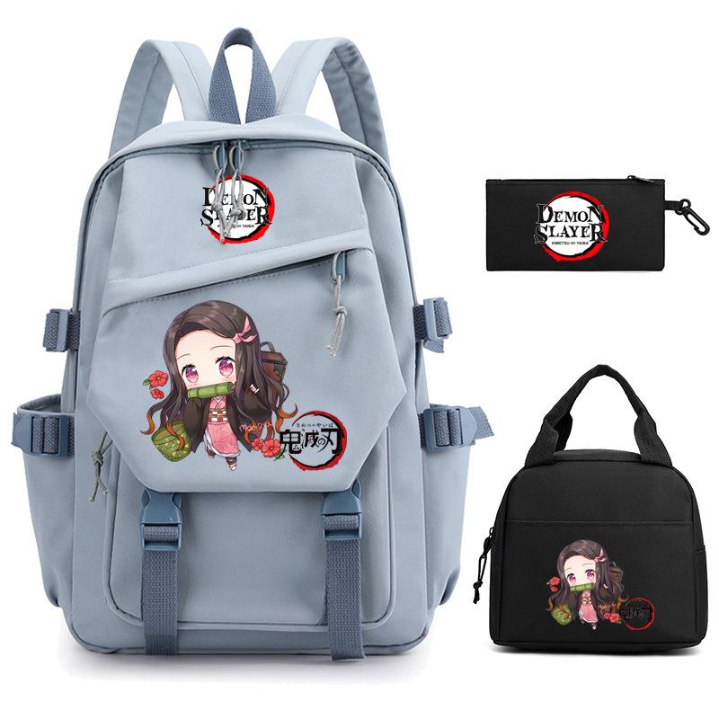 Ghost Extermination Surrounding Animation Schoolbag Trend Primary And Secondary School Students Leisure Backpack College Meal Bag Pencil Bag Set