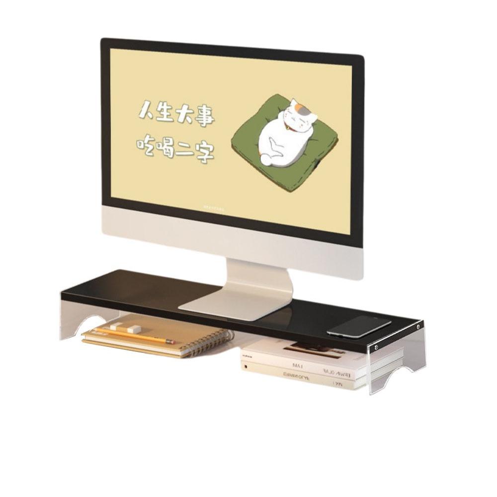 

Clear Foot Acrylic Floating Computer Stand Protect Neck Elevated Computer Holder Computer Setup Black Single Layer