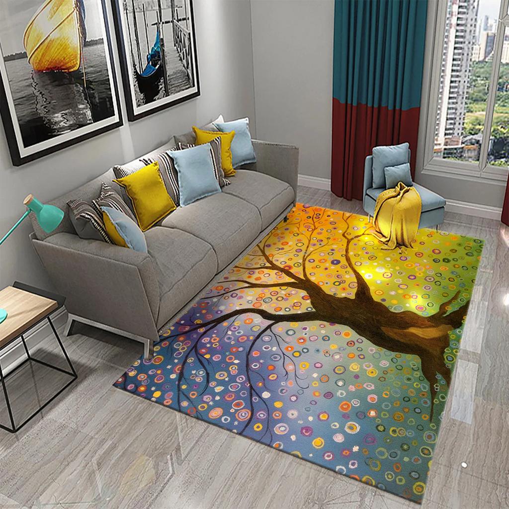 3D Colorful Abstract Tree Carpet for Kitchen Bathroom Entrance Non-Slip Carpet Living Room Balcony Bedroom Decor Floor Mat Rugs