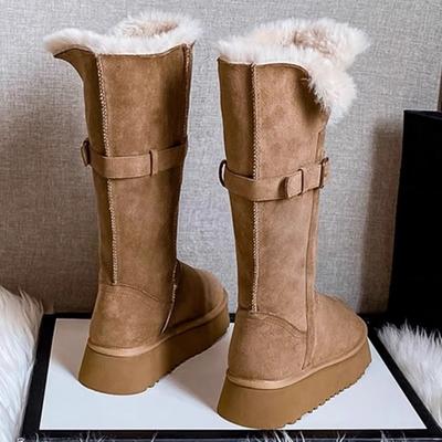 Wear High Snow Boots In Winter, Women's Fur Is Integrated, Casual and Warm, Thick-soled Thickened Boots Increase the Height In Winter