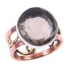 Natural Smoky Quartz Gemstone 925 Sterling Silver Jewelry Two Tone Ring S.8 m2k94