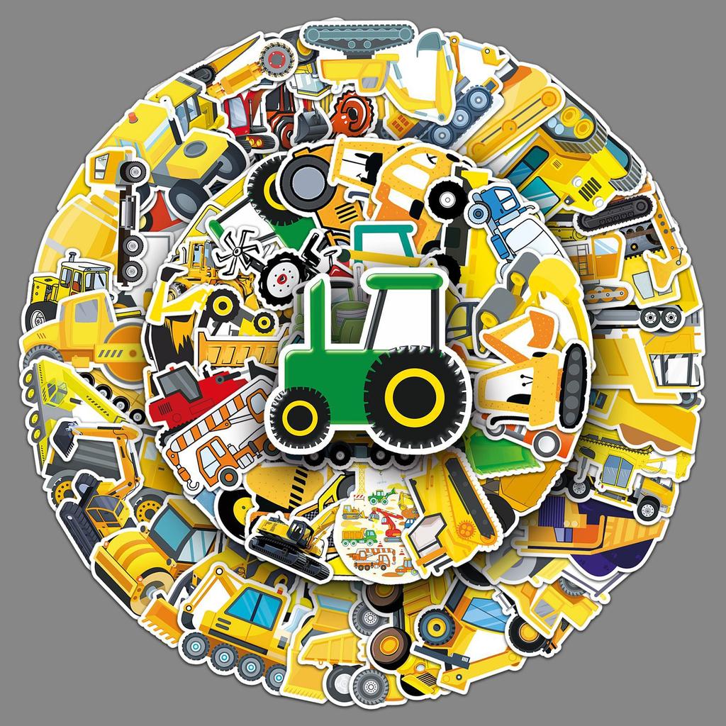 100 Pieces of Engineering Car Graffiti Stickers Personalized Cartoon Decorative Water Cup Mobile Phone Case Notebook Stickers