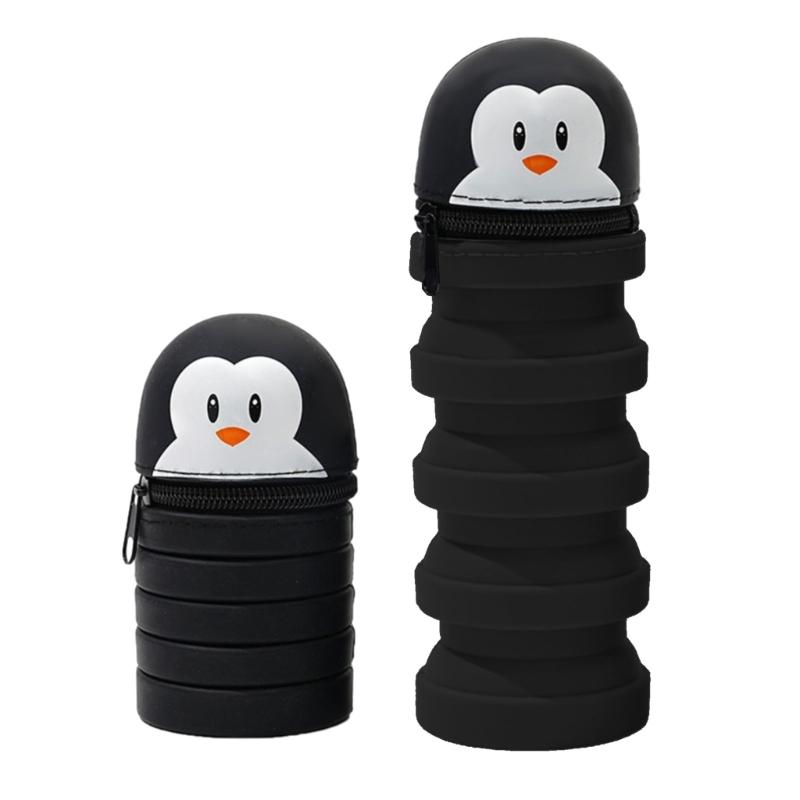 2 Stück Teleskop-Federmäppchen Ausziehbare Stifttaschen Reißverschluss Silikon-Stifttasche Stehender Stift-Bleistifthalter für Kinder Schüler