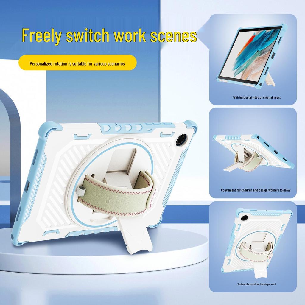 Samsung Tablet A8X/A11/A9+ Rotating Stand Case with Hand Strap