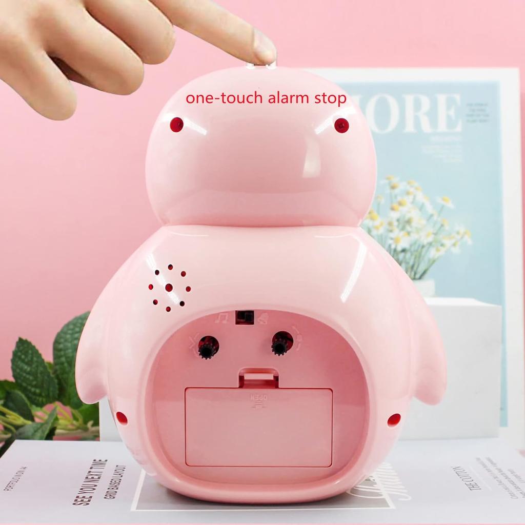 Будильник с изображением пингвина, детский будильник без тиканья, будильник из АБС-пластика с защитой от падений и ночником, для детской спальни