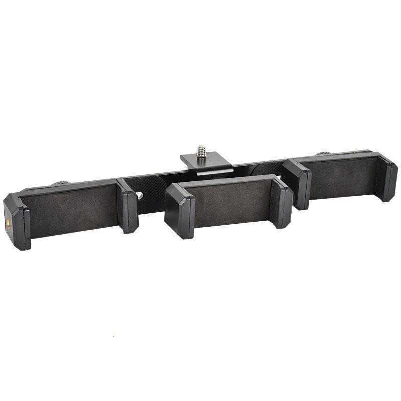 Dual-Device Horizontal Bar Phone Tripod Adapter & Multi-Mount Clip.